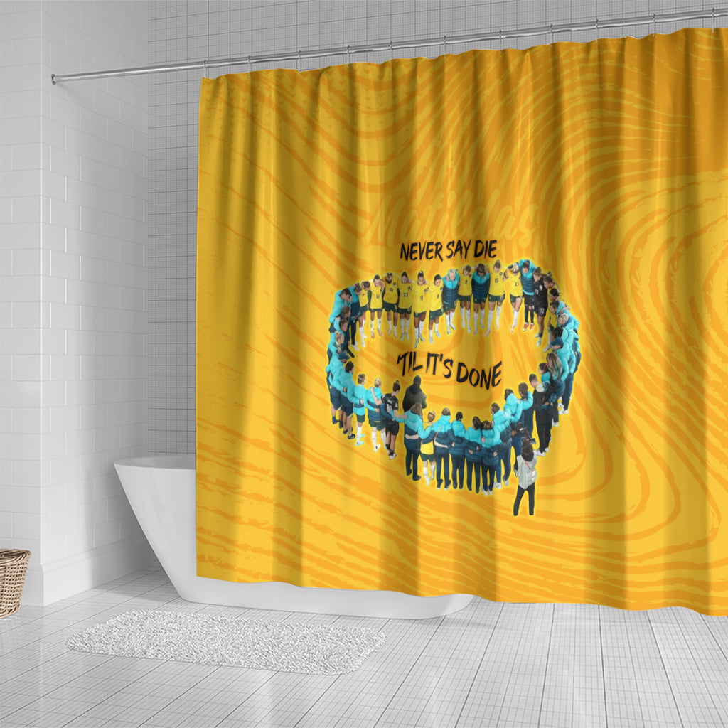 matildas-til-its-done-custom-shower-curtain-australia-womens-soccer-gold-style