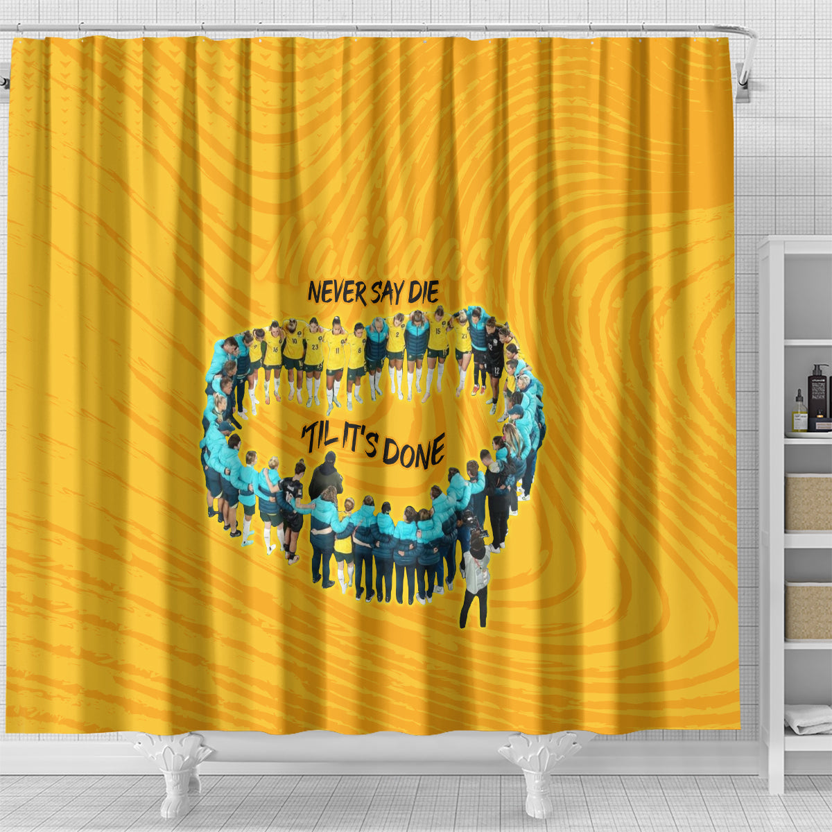 matildas-til-its-done-custom-shower-curtain-australia-womens-soccer-gold-style