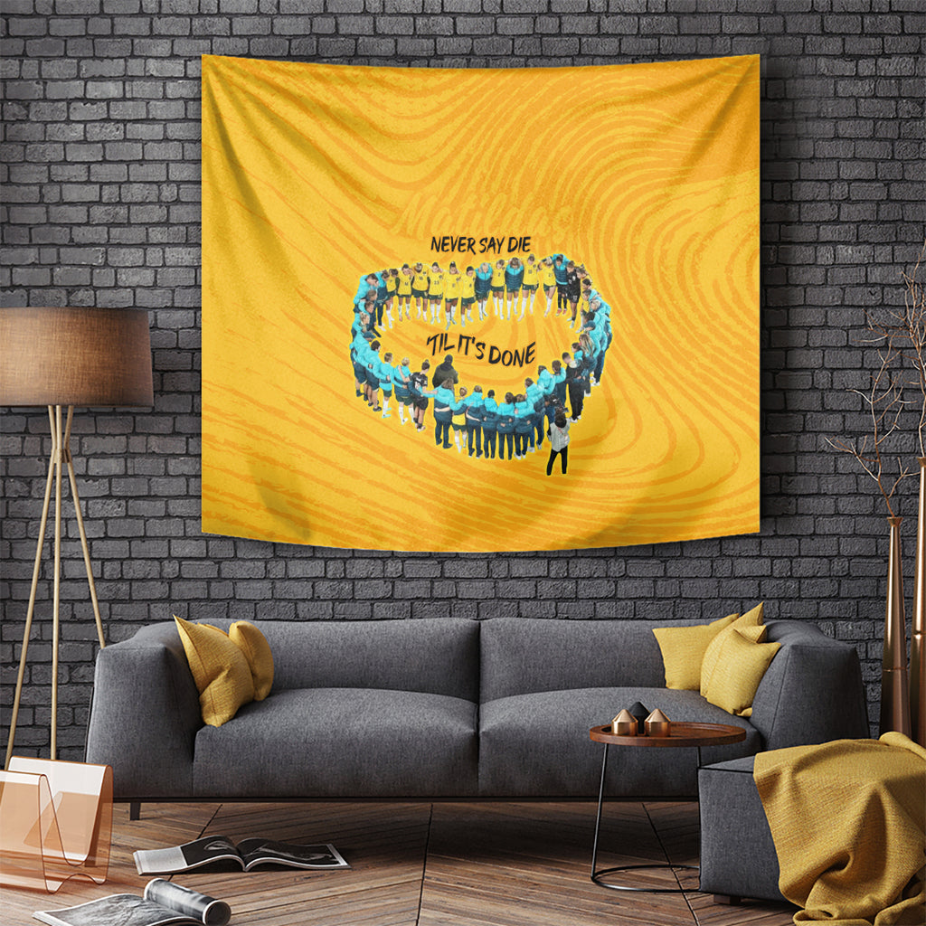 matildas-til-its-done-custom-tapestry-australia-womens-soccer-gold-style