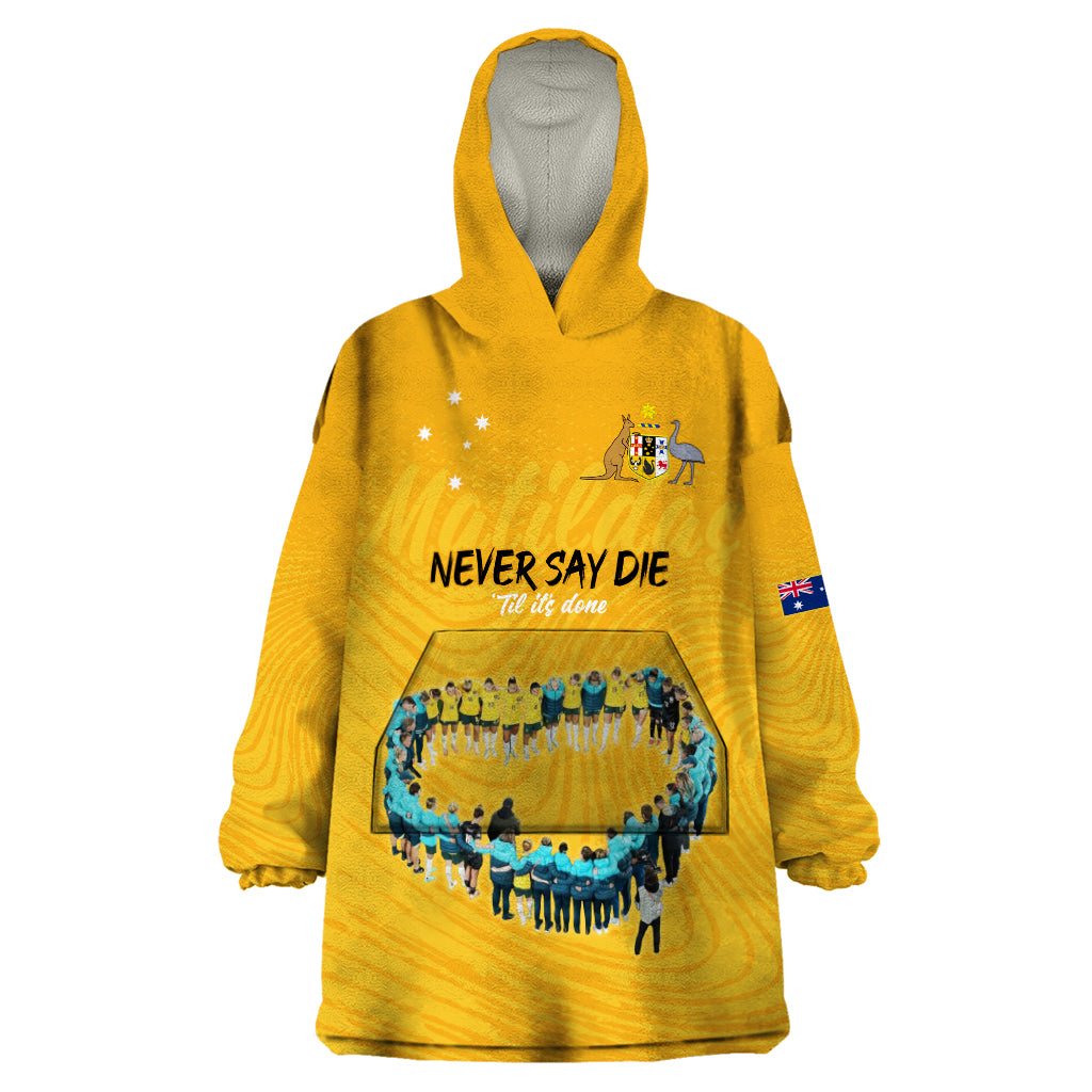 matildas-til-its-done-custom-wearable-blanket-hoodie-australia-womens-soccer-gold-style