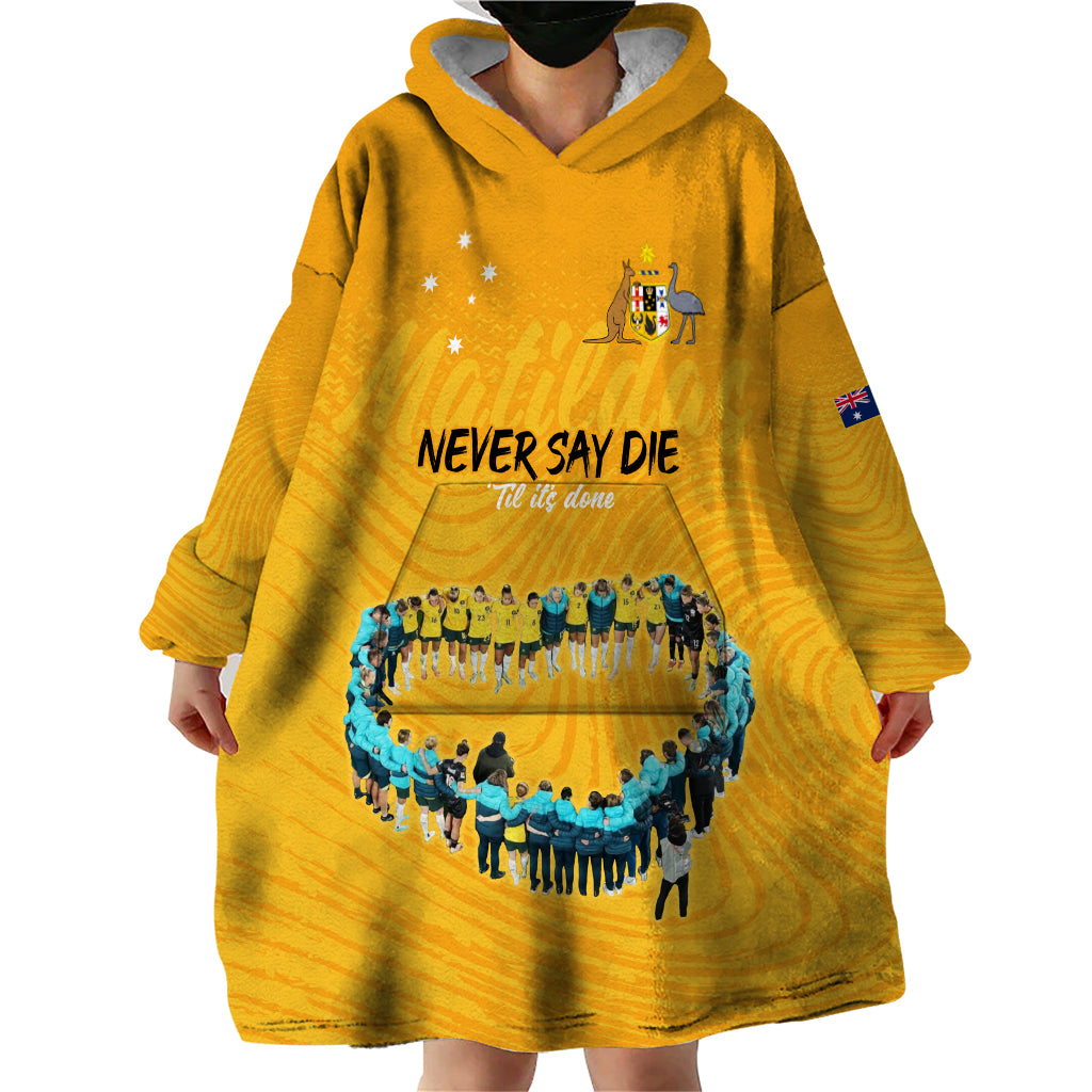matildas-til-its-done-custom-wearable-blanket-hoodie-australia-womens-soccer-gold-style