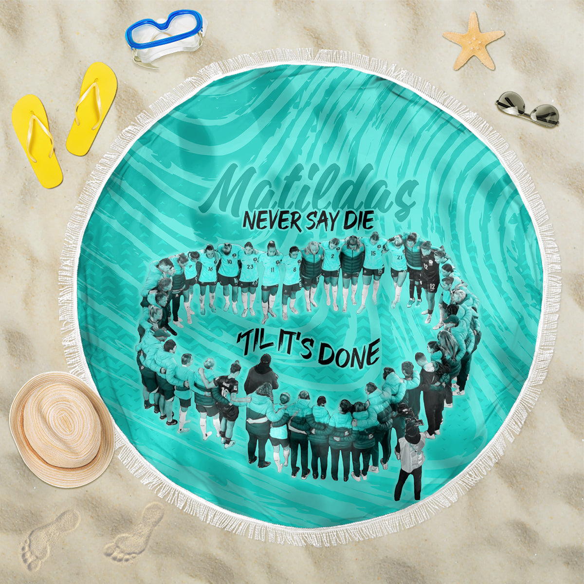 matildas-til-its-done-custom-beach-blanket-australia-womens-soccer-turquoise-style