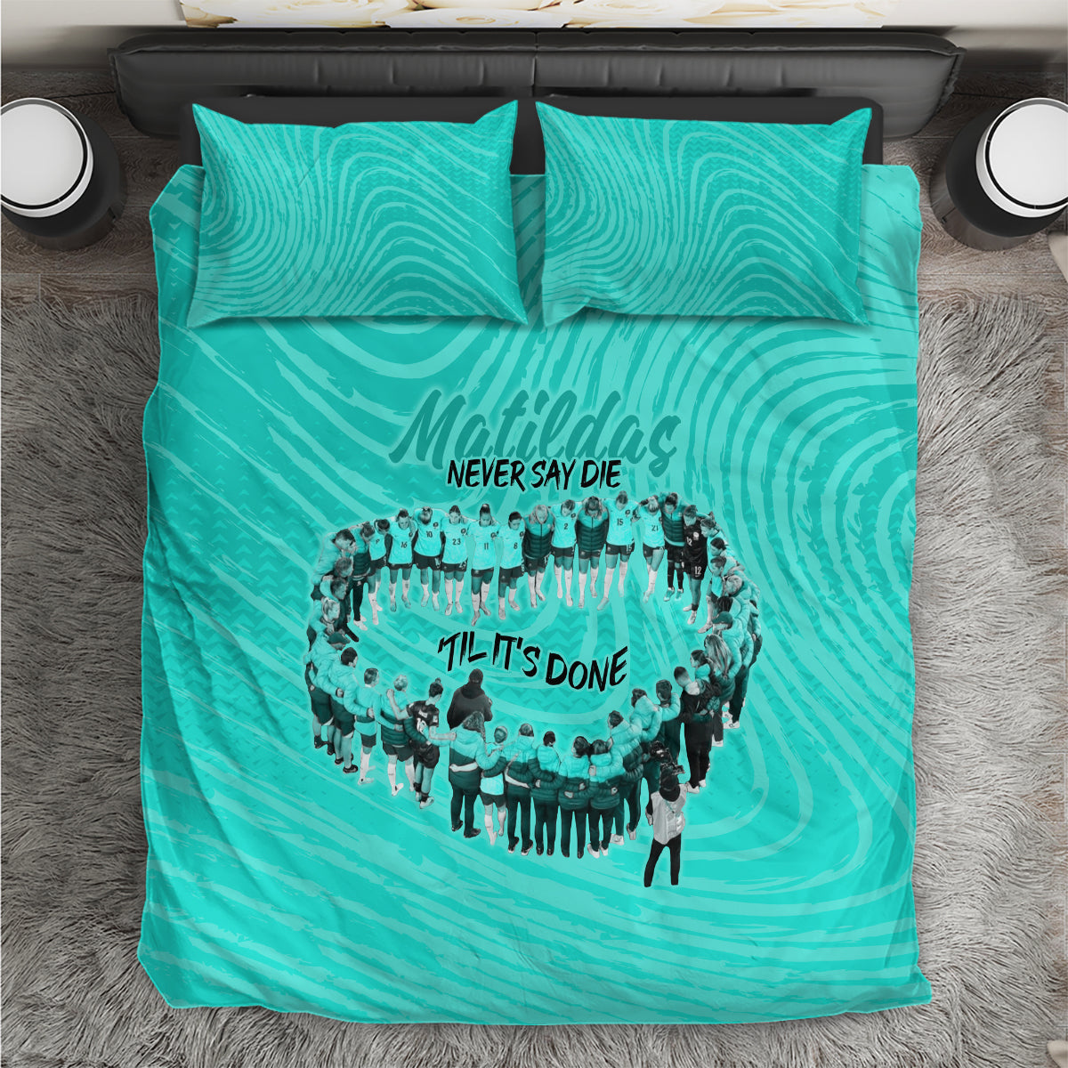 matildas-til-its-done-custom-bedding-set-australia-womens-soccer-turquoise-style