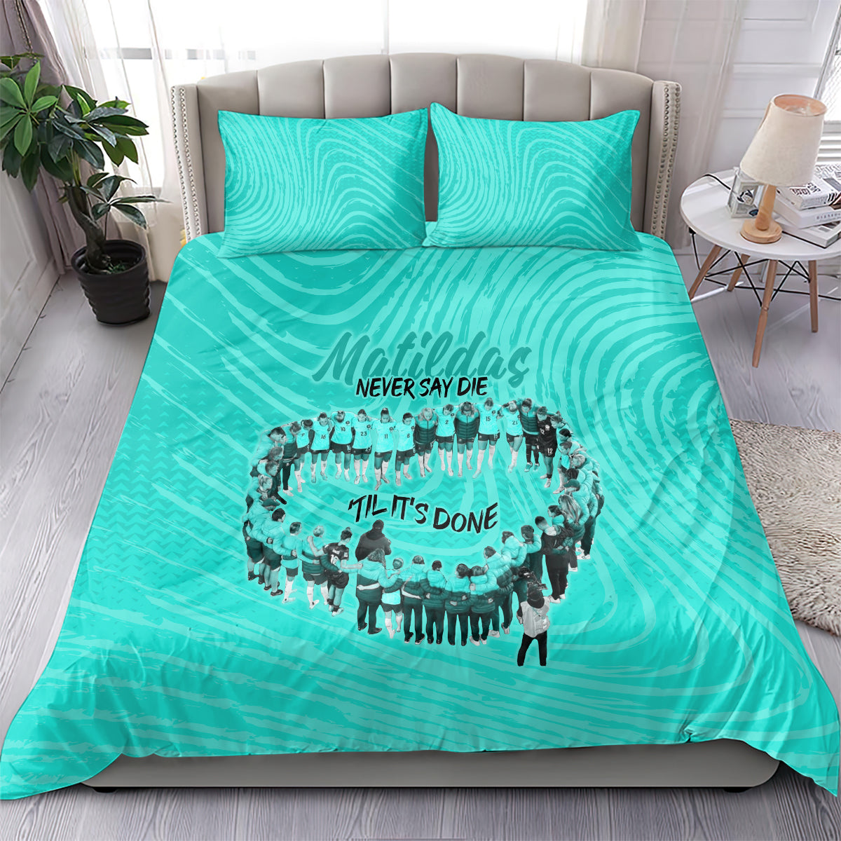 matildas-til-its-done-custom-bedding-set-australia-womens-soccer-turquoise-style