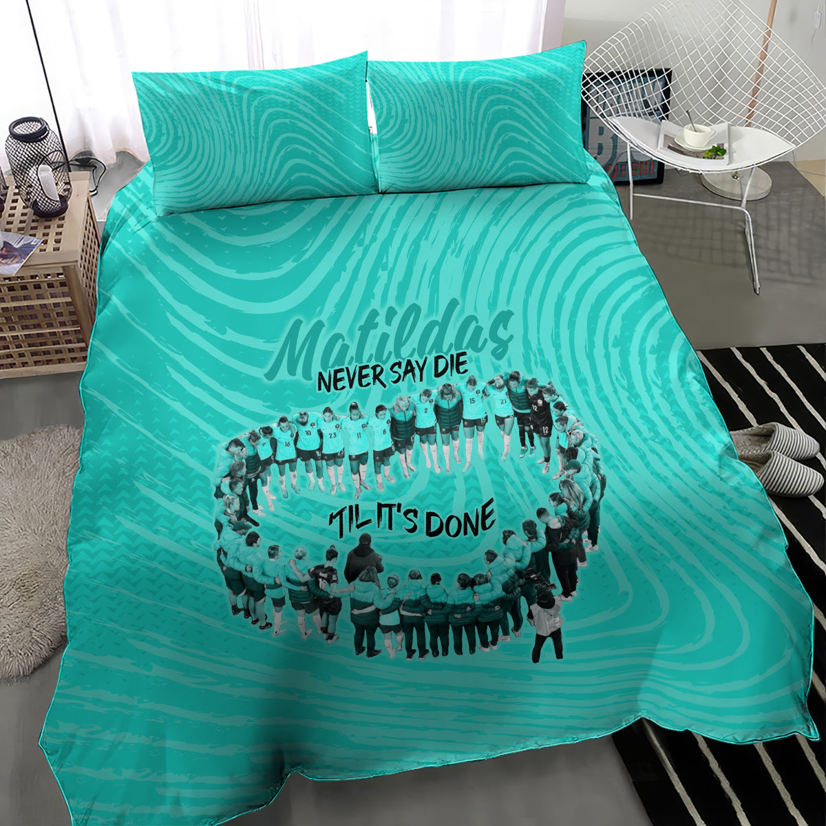 matildas-til-its-done-custom-bedding-set-australia-womens-soccer-turquoise-style