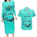 matildas-til-its-done-custom-couples-matching-long-sleeve-bodycon-dress-and-hawaiian-shirt-australia-womens-soccer-turquoise-style