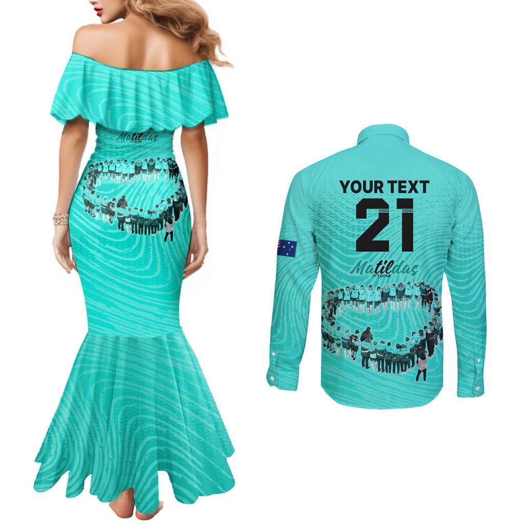 matildas-til-its-done-custom-couples-matching-mermaid-dress-and-long-sleeve-button-shirt-australia-womens-soccer-turquoise-style