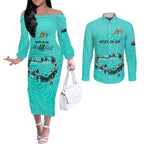 matildas-til-its-done-custom-couples-matching-off-the-shoulder-long-sleeve-dress-and-long-sleeve-button-shirt-australia-womens-soccer-turquoise-style
