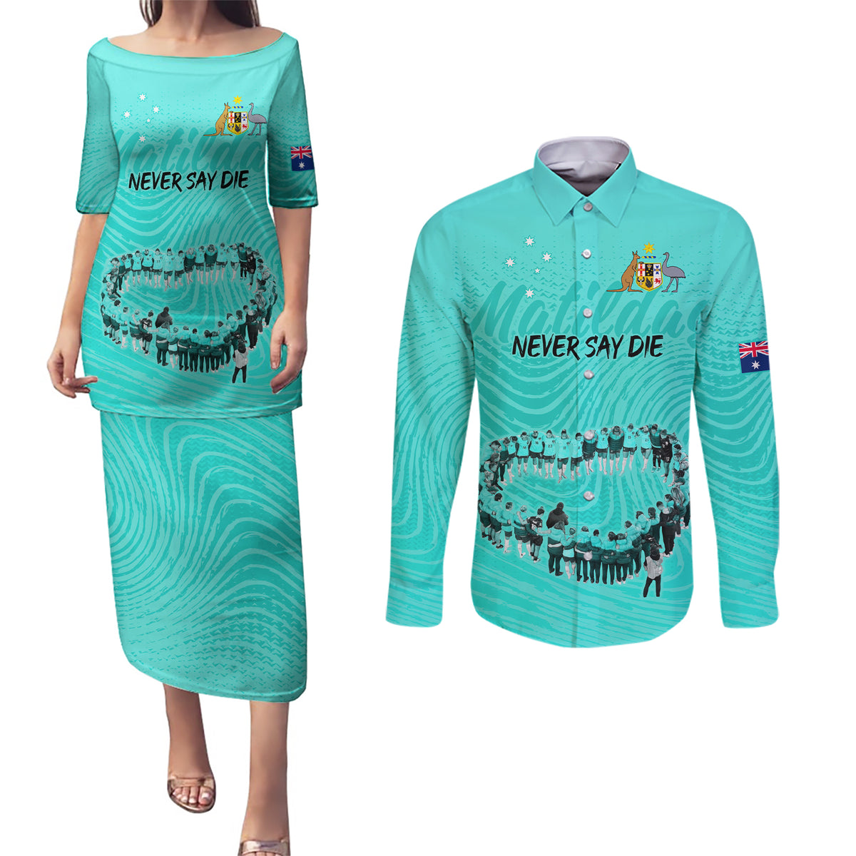 matildas-til-its-done-custom-couples-matching-puletasi-dress-and-long-sleeve-button-shirt-australia-womens-soccer-turquoise-style