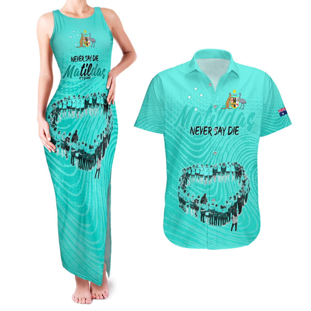 matildas-til-its-done-custom-couples-matching-tank-maxi-dress-and-hawaiian-shirt-australia-womens-soccer-turquoise-style
