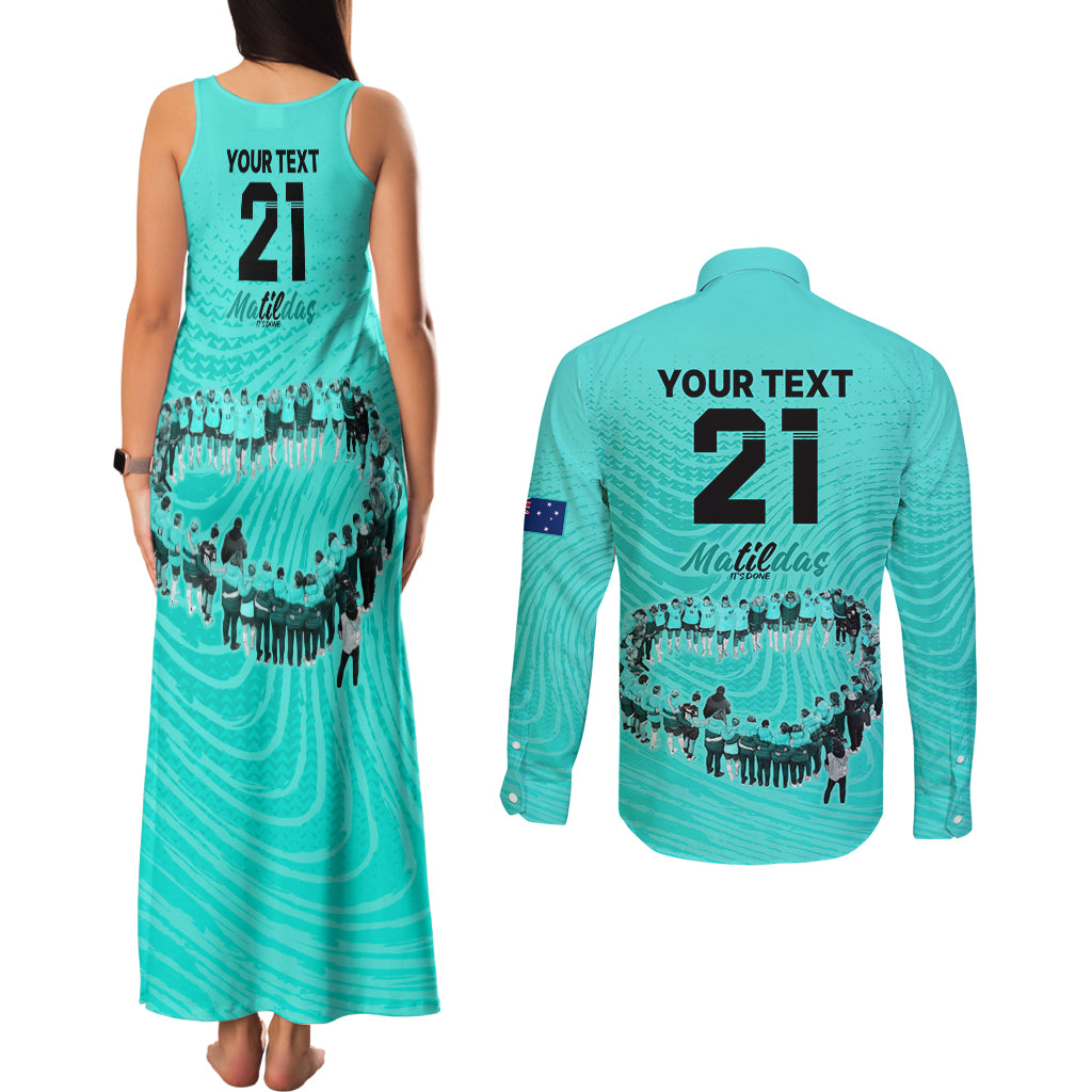 matildas-til-its-done-custom-couples-matching-tank-maxi-dress-and-long-sleeve-button-shirt-australia-womens-soccer-turquoise-style