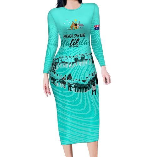 matildas-til-its-done-custom-family-matching-long-sleeve-bodycon-dress-and-hawaiian-shirt-australia-womens-soccer-turquoise-style