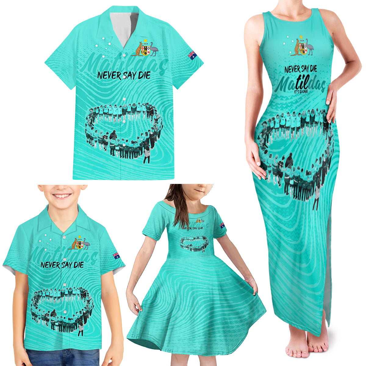 matildas-til-its-done-custom-family-matching-tank-maxi-dress-and-hawaiian-shirt-australia-womens-soccer-turquoise-style