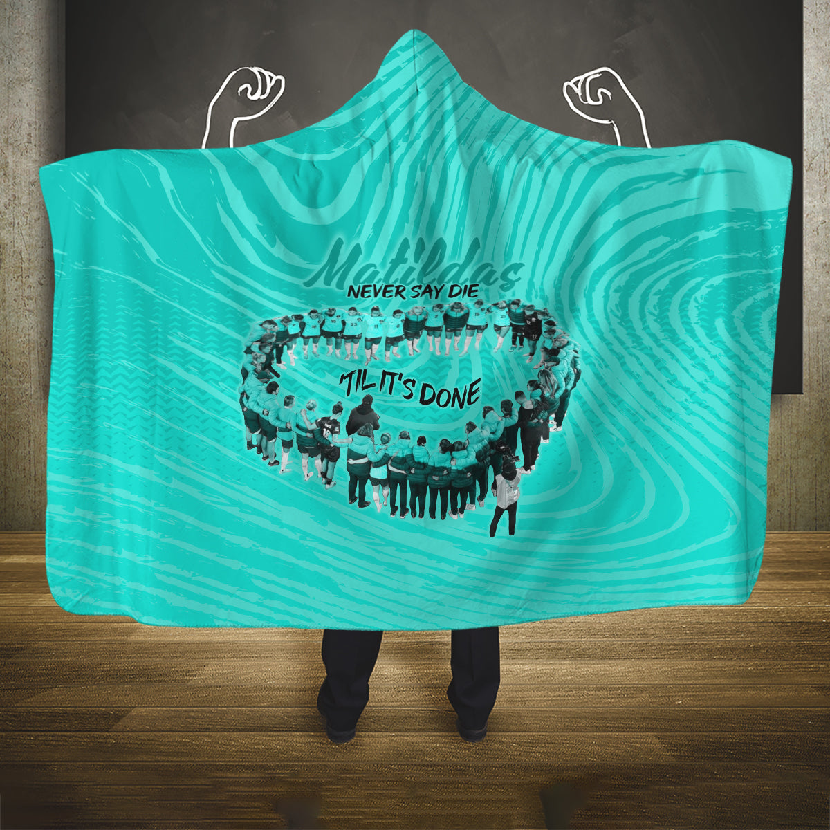 matildas-til-its-done-custom-hooded-blanket-australia-womens-soccer-turquoise-style