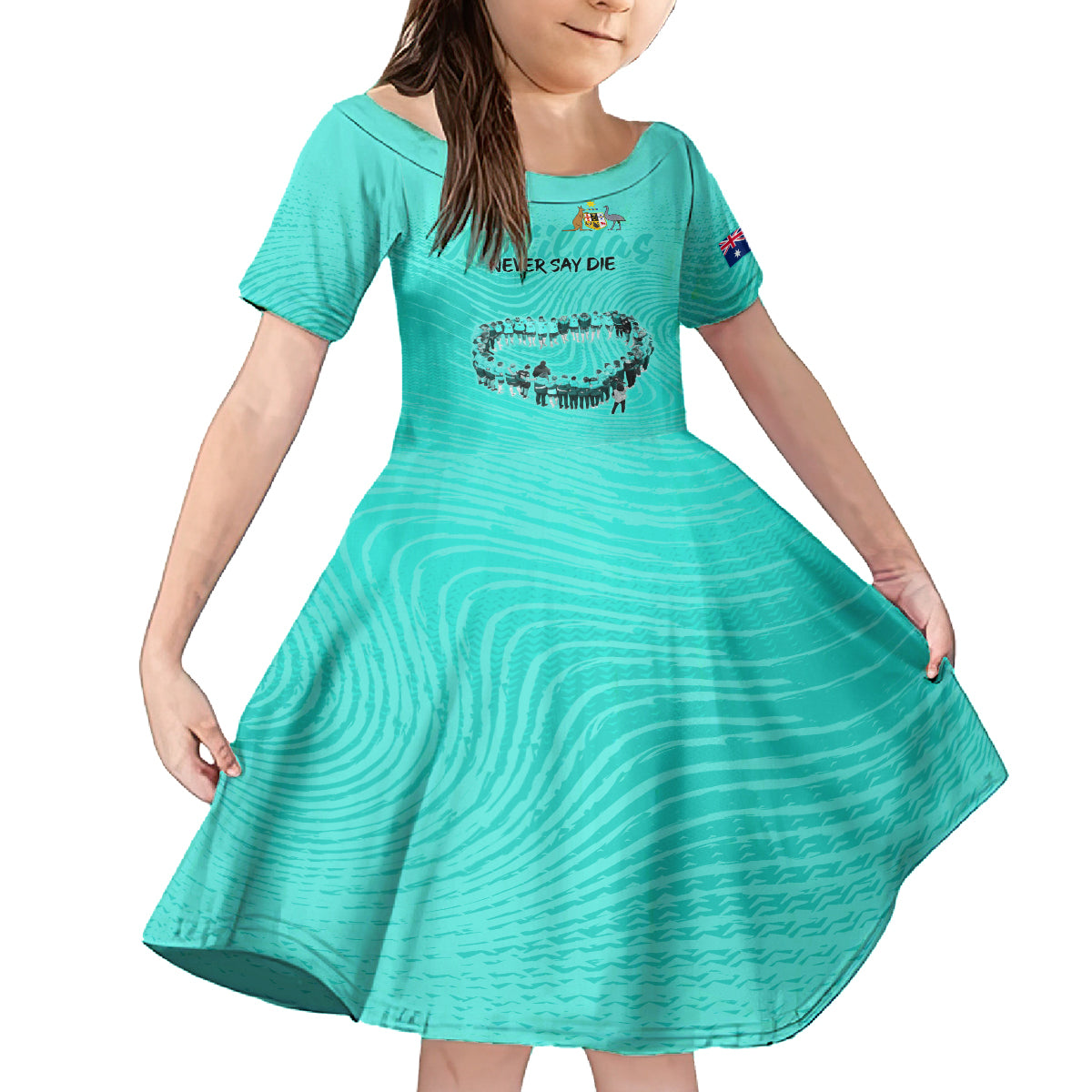 matildas-til-its-done-custom-kid-short-sleeve-dress-australia-womens-soccer-turquoise-style