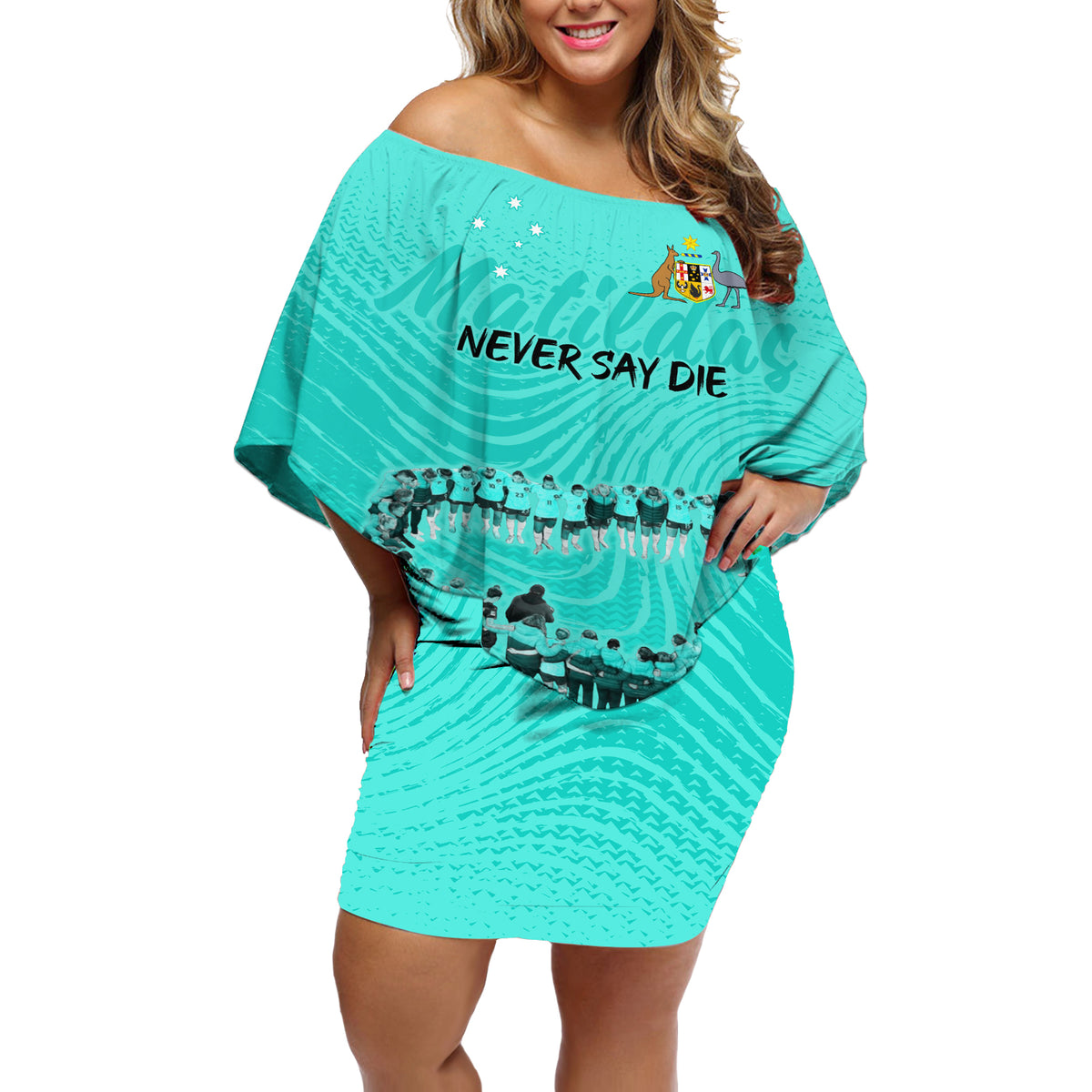 matildas-til-its-done-custom-off-shoulder-short-dress-australia-womens-soccer-turquoise-style