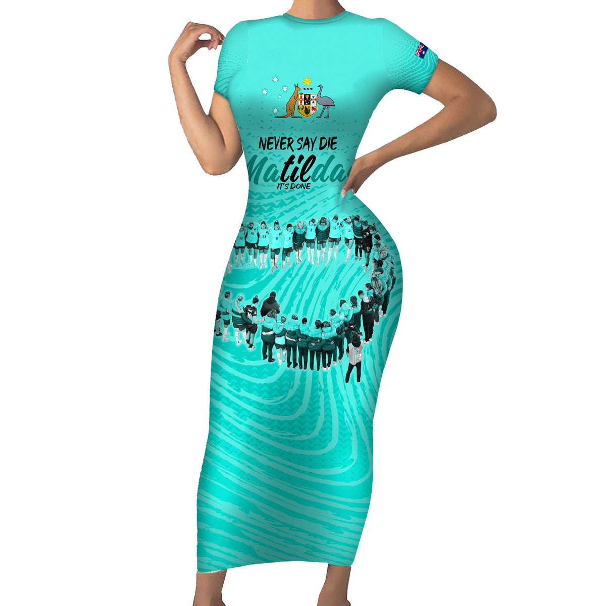 matildas-til-its-done-custom-short-sleeve-bodycon-dress-australia-womens-soccer-turquoise-style