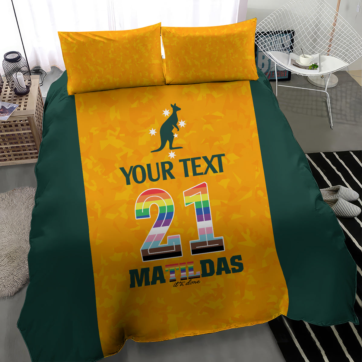 custom-australia-matildas-pride-with-kangaroo-bedding-set