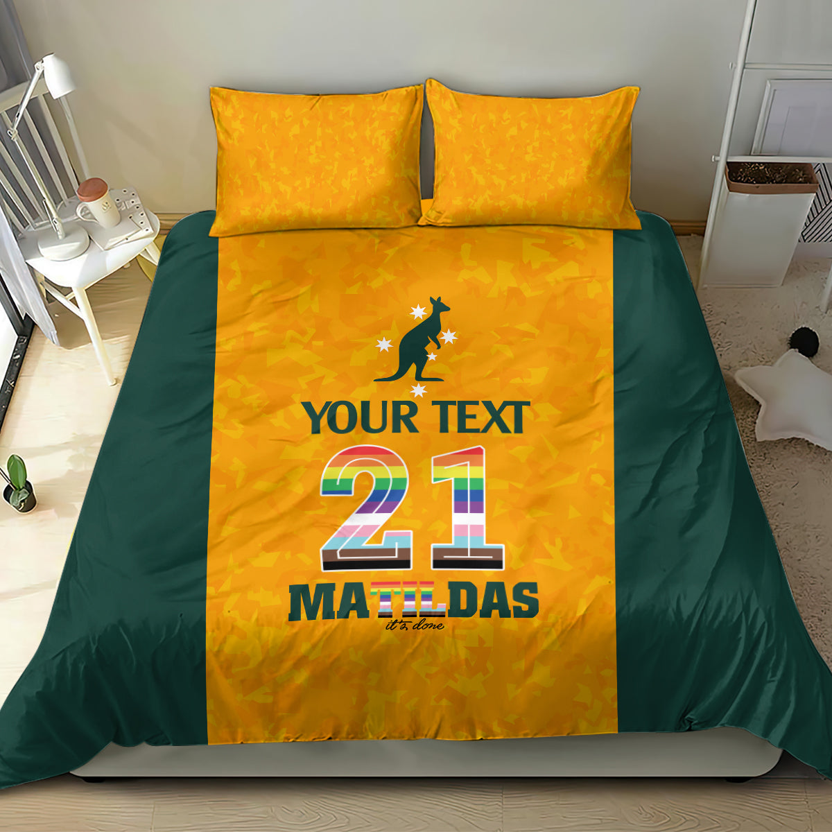 custom-australia-matildas-pride-with-kangaroo-bedding-set