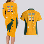 custom-australia-matildas-pride-with-kangaroo-couples-matching-long-sleeve-bodycon-dress-and-hawaiian-shirt