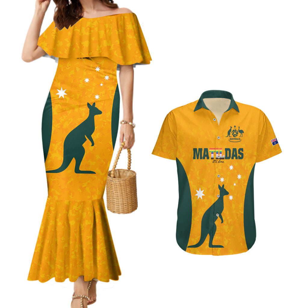 custom-australia-matildas-pride-with-kangaroo-couples-matching-mermaid-dress-and-hawaiian-shirt