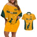 custom-australia-matildas-pride-with-kangaroo-couples-matching-off-shoulder-short-dress-and-hawaiian-shirt