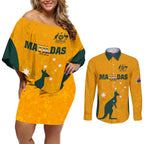 custom-australia-matildas-pride-with-kangaroo-couples-matching-off-shoulder-short-dress-and-long-sleeve-button-shirt