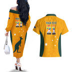 custom-australia-matildas-pride-with-kangaroo-couples-matching-off-the-shoulder-long-sleeve-dress-and-hawaiian-shirt