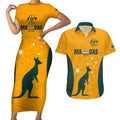 custom-australia-matildas-pride-with-kangaroo-couples-matching-short-sleeve-bodycon-dress-and-hawaiian-shirt