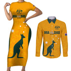 custom-australia-matildas-pride-with-kangaroo-couples-matching-short-sleeve-bodycon-dress-and-long-sleeve-button-shirt