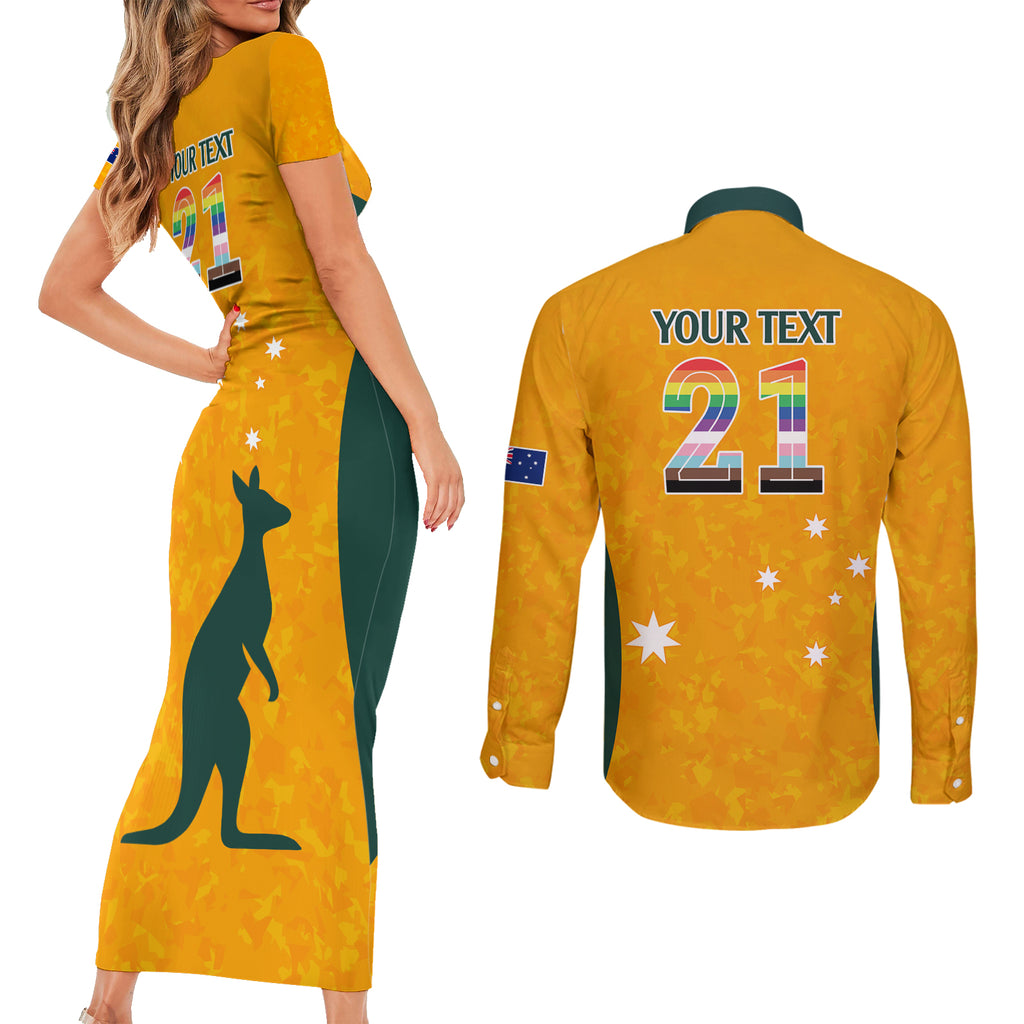 custom-australia-matildas-pride-with-kangaroo-couples-matching-short-sleeve-bodycon-dress-and-long-sleeve-button-shirt
