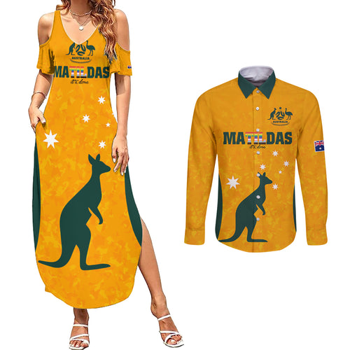 custom-australia-matildas-pride-with-kangaroo-couples-matching-summer-maxi-dress-and-long-sleeve-button-shirt