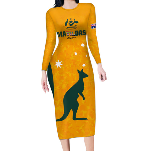 custom-australia-matildas-pride-with-kangaroo-family-matching-long-sleeve-bodycon-dress-and-hawaiian-shirt