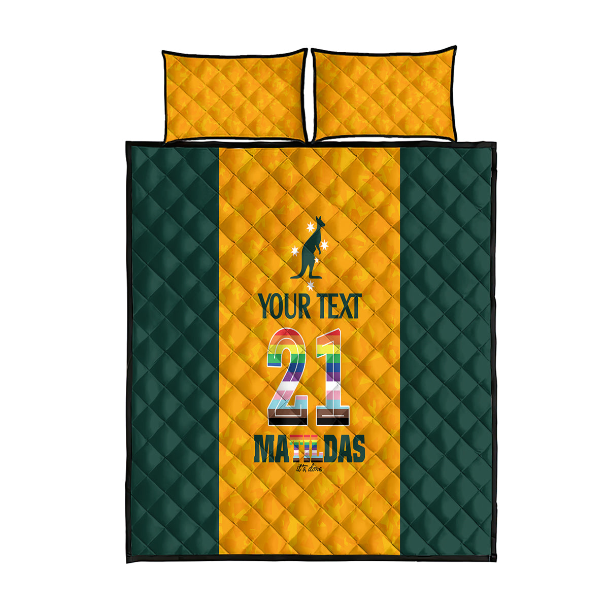 custom-australia-matildas-pride-with-kangaroo-quilt-bed-set