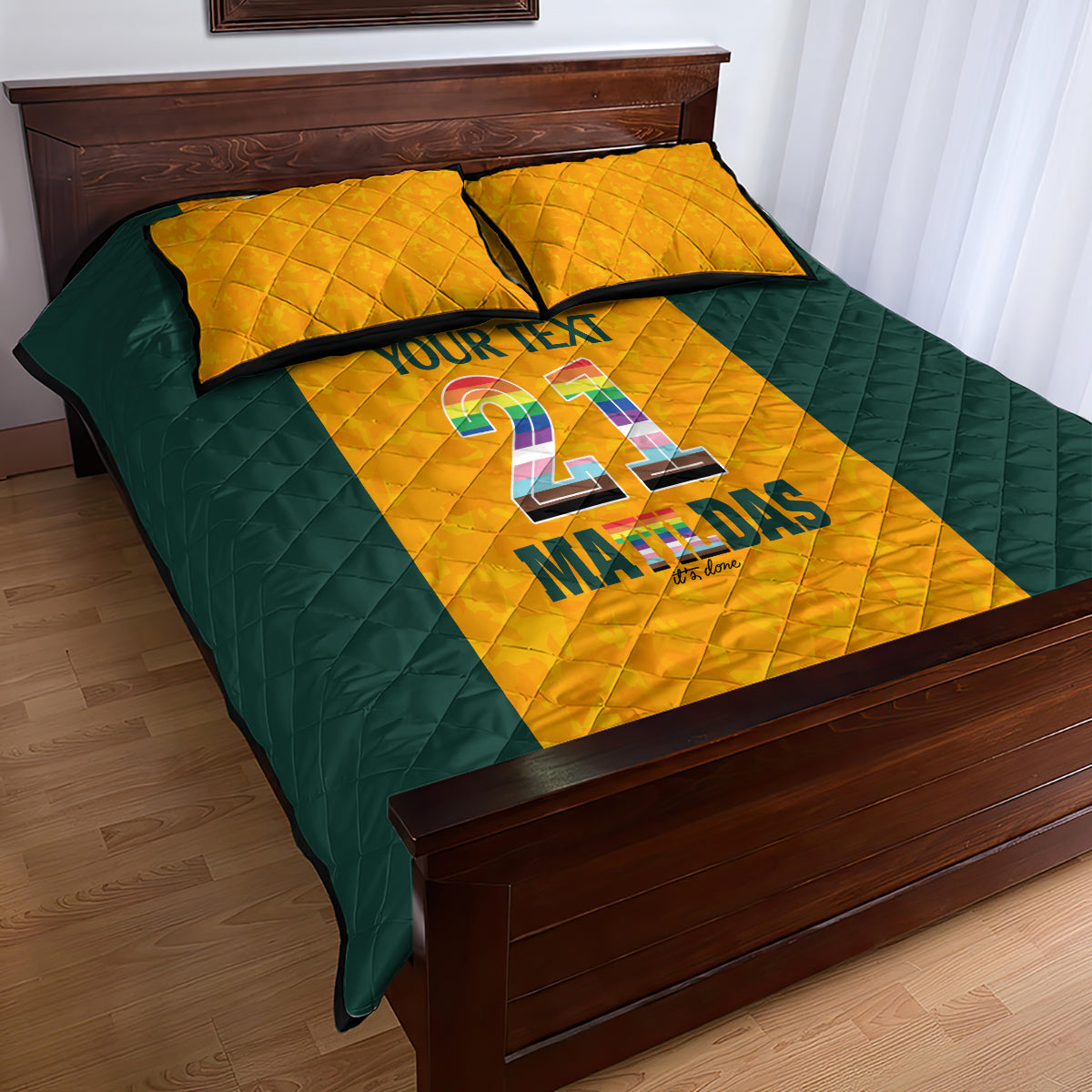 custom-australia-matildas-pride-with-kangaroo-quilt-bed-set