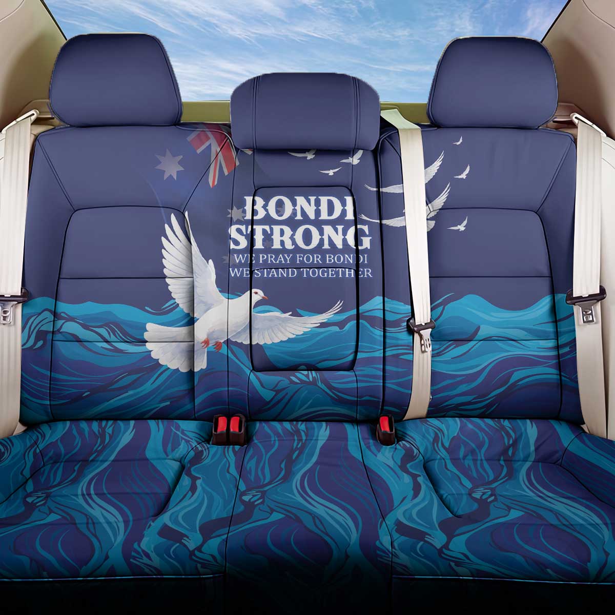 Bondi Beach Pray For Australia Back Car Seat Cover - Aussie Hoodie