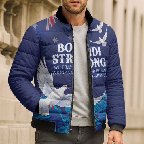 Bondi Beach Pray For Australia Personalised Bomber Puffer Jacket - Aussie Hoodie