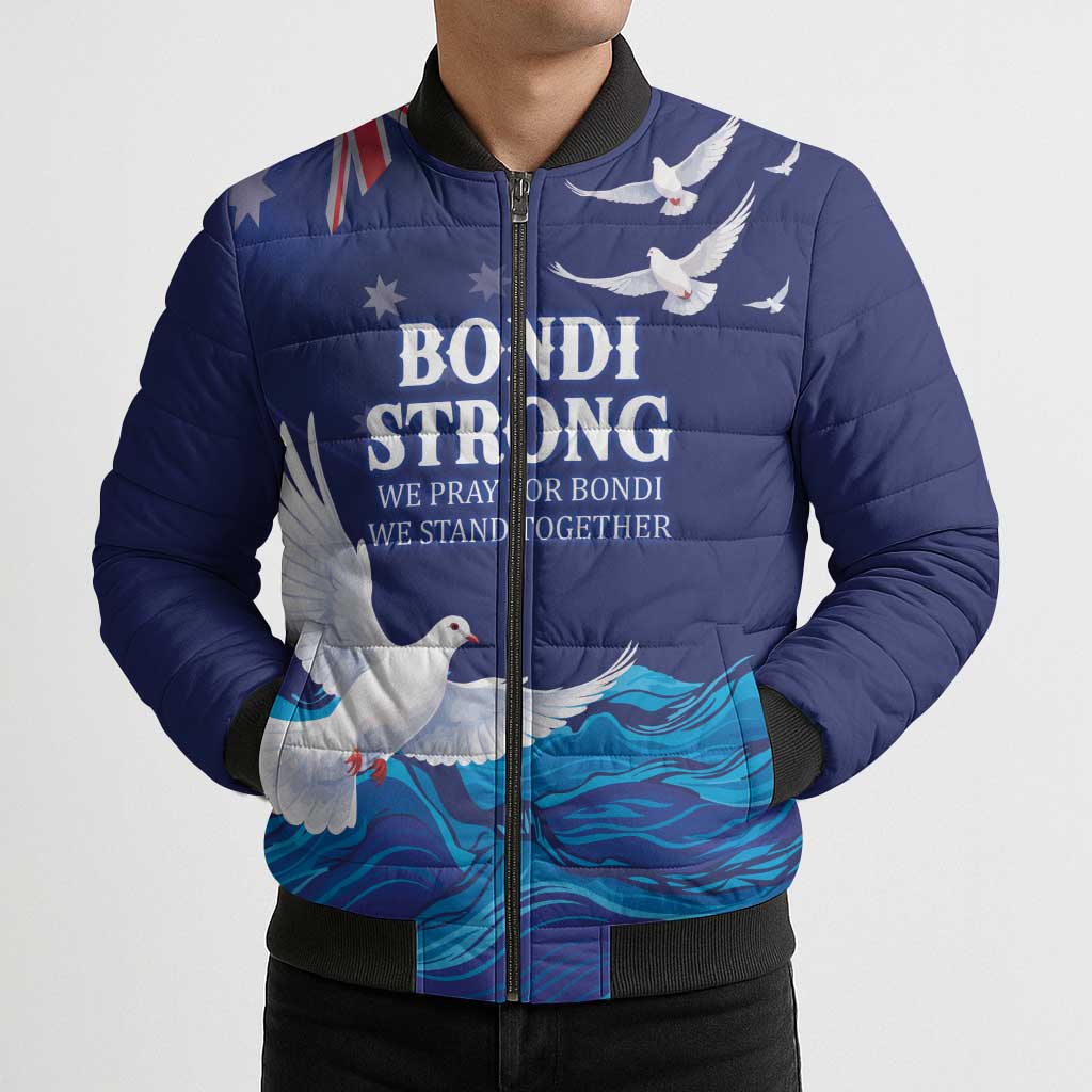 Bondi Beach Pray For Australia Personalised Bomber Puffer Jacket - Aussie Hoodie