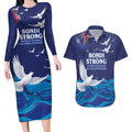 Bondi Beach Pray For Australia Personalised Couples Matching Long Sleeve Bodycon Dress and Hawaiian Shirt - Aussie Hoodie