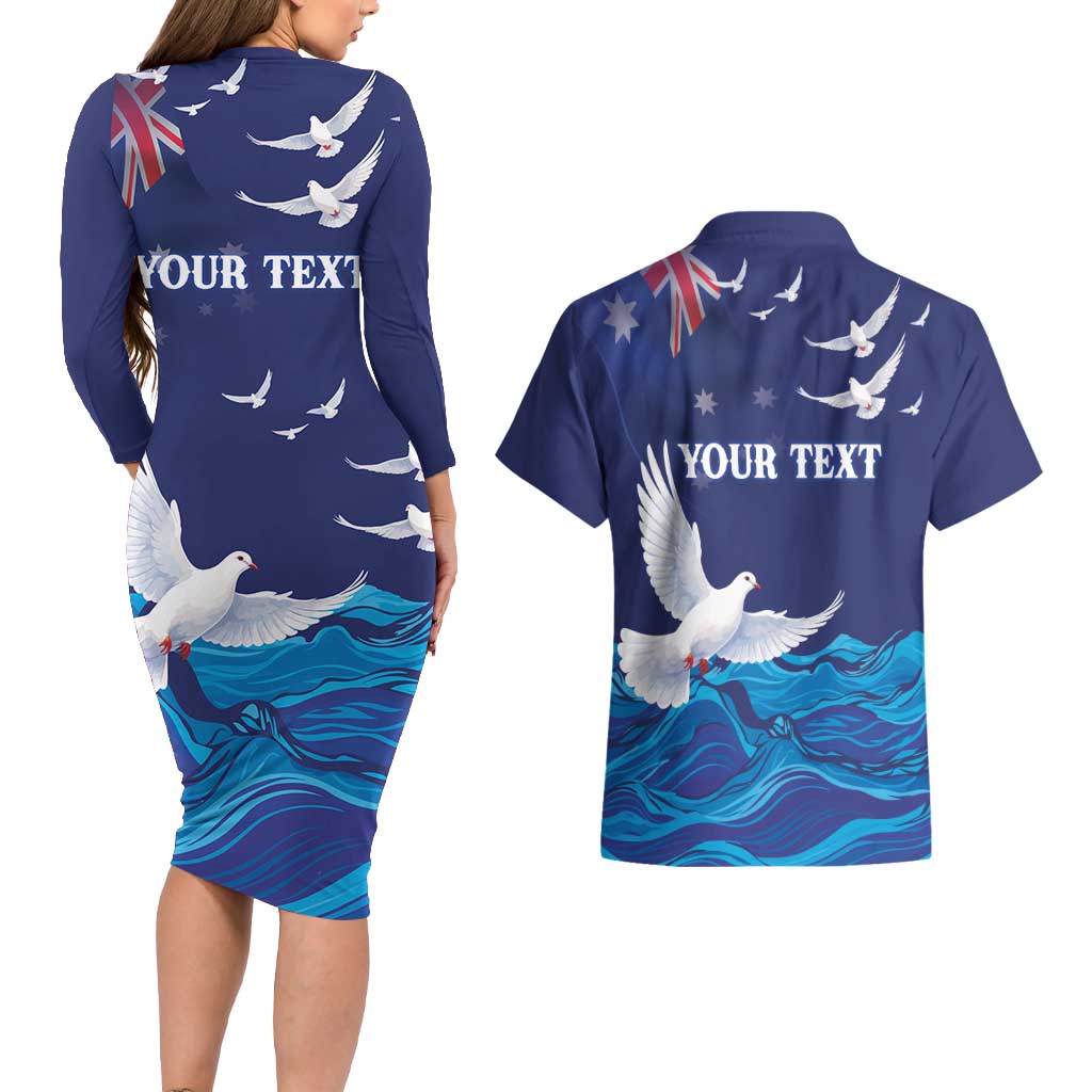Bondi Beach Pray For Australia Personalised Couples Matching Long Sleeve Bodycon Dress and Hawaiian Shirt - Aussie Hoodie