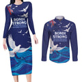 Bondi Beach Pray For Australia Personalised Couples Matching Long Sleeve Bodycon Dress and Long Sleeve Button Shirt - Aussie Hoodie