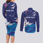 Bondi Beach Pray For Australia Personalised Couples Matching Long Sleeve Bodycon Dress and Long Sleeve Button Shirt - Aussie Hoodie