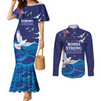 Bondi Beach Pray For Australia Personalised Couples Matching Mermaid Dress and Long Sleeve Button Shirt - Aussie Hoodie