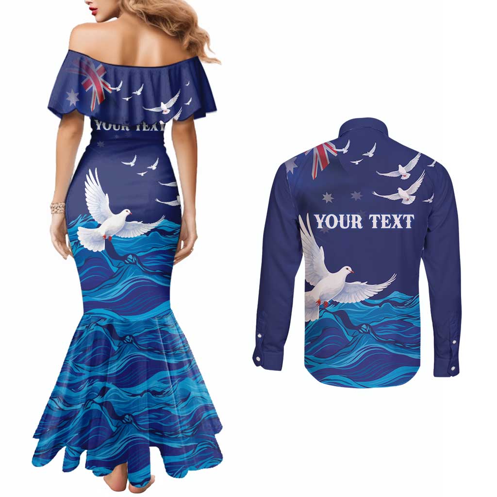 Bondi Beach Pray For Australia Personalised Couples Matching Mermaid Dress and Long Sleeve Button Shirt - Aussie Hoodie