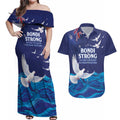 Bondi Beach Pray For Australia Personalised Couples Matching Off Shoulder Maxi Dress and Hawaiian Shirt - Aussie Hoodie