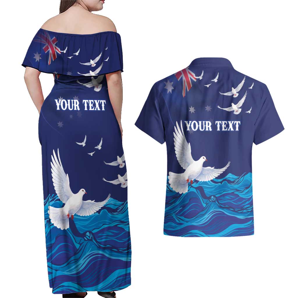 Bondi Beach Pray For Australia Personalised Couples Matching Off Shoulder Maxi Dress and Hawaiian Shirt - Aussie Hoodie