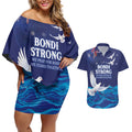 Bondi Beach Pray For Australia Personalised Couples Matching Off Shoulder Short Dress and Hawaiian Shirt - Aussie Hoodie
