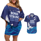 Bondi Beach Pray For Australia Personalised Couples Matching Off Shoulder Short Dress and Hawaiian Shirt - Aussie Hoodie