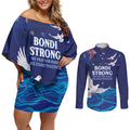 Bondi Beach Pray For Australia Personalised Couples Matching Off Shoulder Short Dress and Long Sleeve Button Shirt - Aussie Hoodie