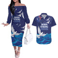 Bondi Beach Pray For Australia Personalised Couples Matching Off The Shoulder Long Sleeve Dress and Hawaiian Shirt - Aussie Hoodie